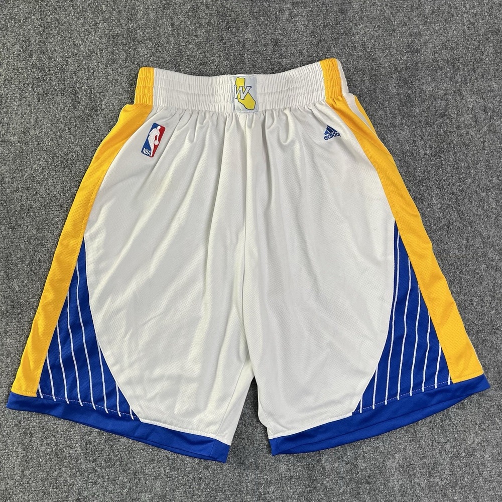 Golden State Warriors‎ Shorts Mens XL White Blue Yellow NBA Basketball Adidas